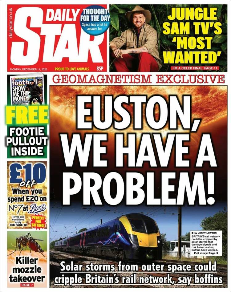 Portada de Daily Star (Reino Unido)