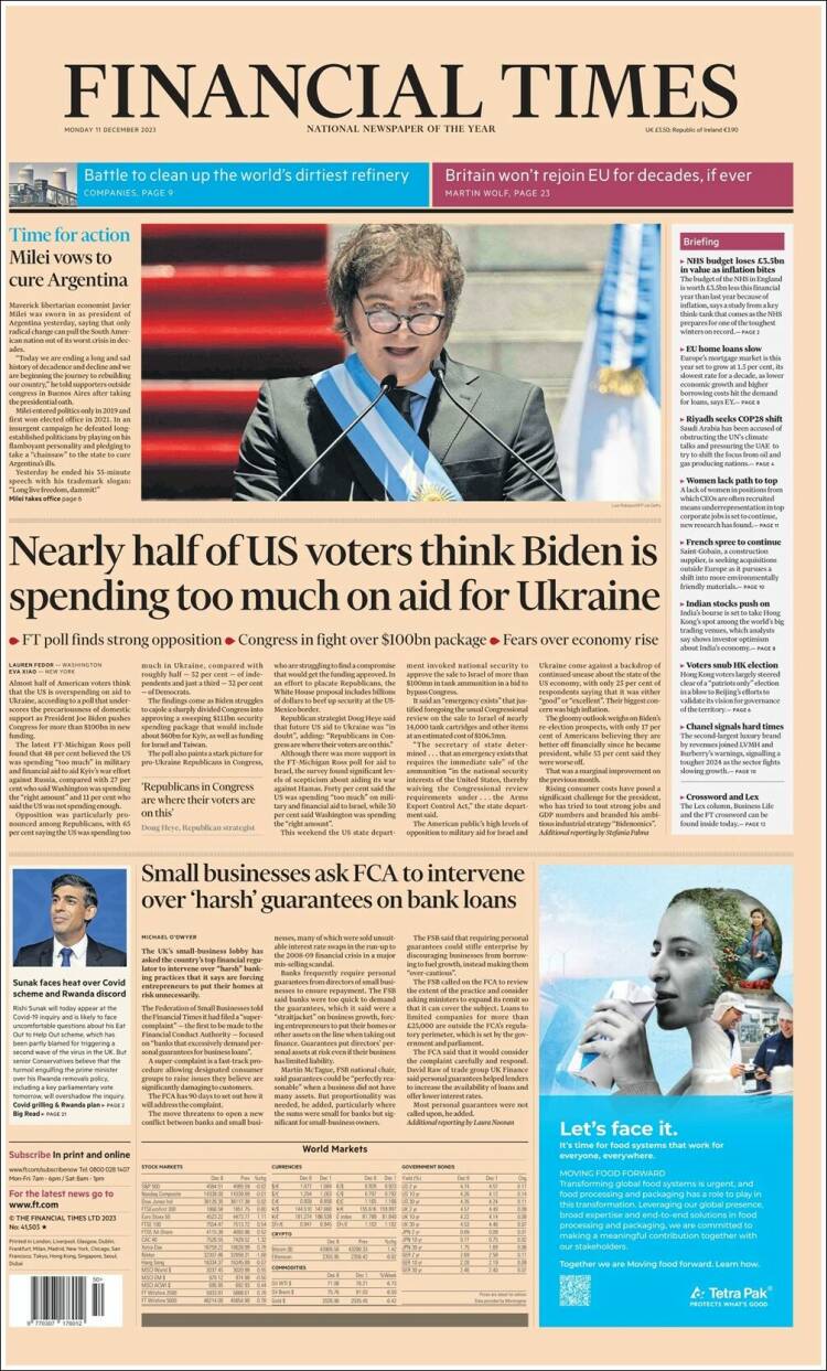 Portada de Financial Times (Reino Unido)
