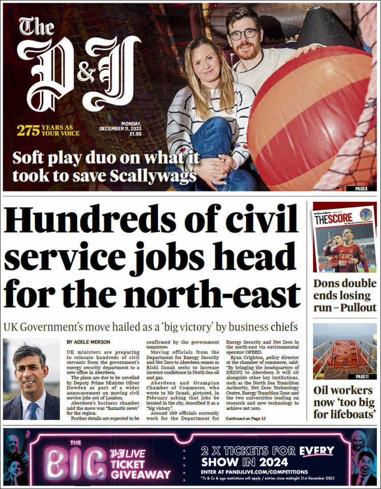 Portada de The Press and Journal (Reino Unido)