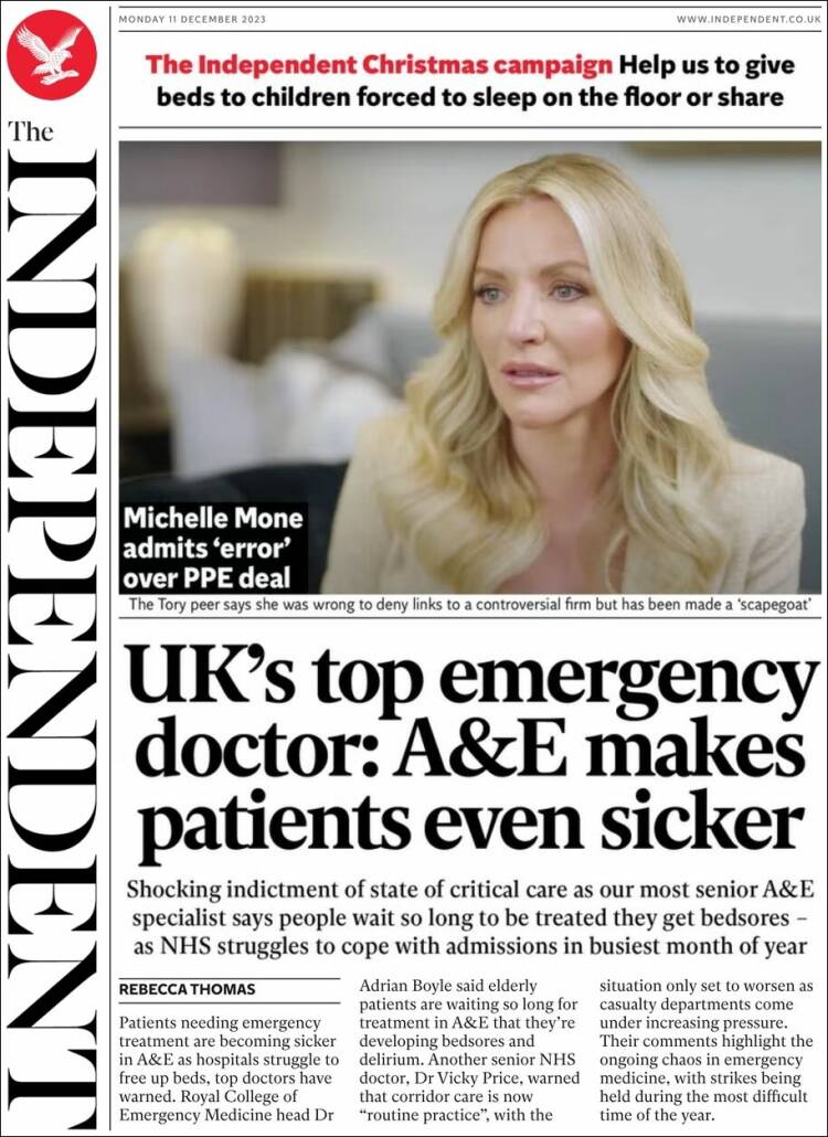 Portada de The Independent (Reino Unido)