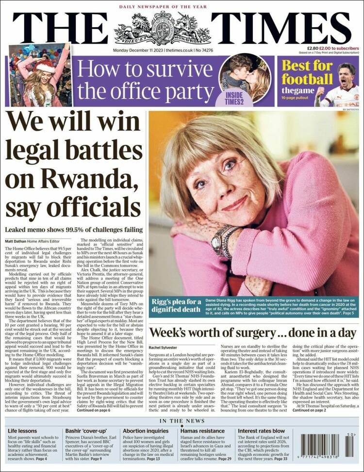 Portada de The Times (Reino Unido)