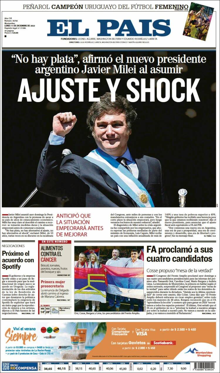Portada de El País (Uruguay)