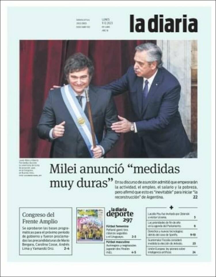 Portada de La Diaria (Uruguay)