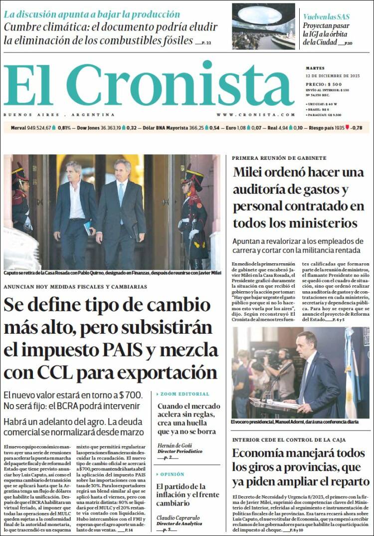 Portada de El Cronista Comercial (Argentina)