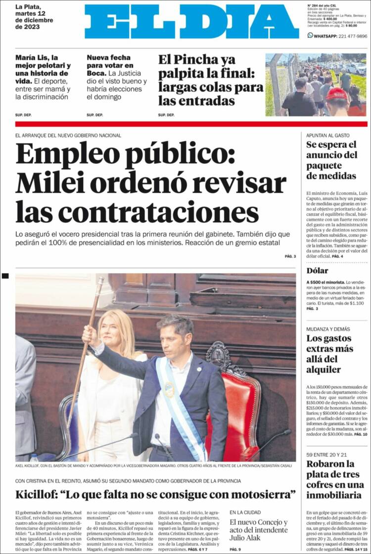 Portada de El Día de la Plata (Argentina)