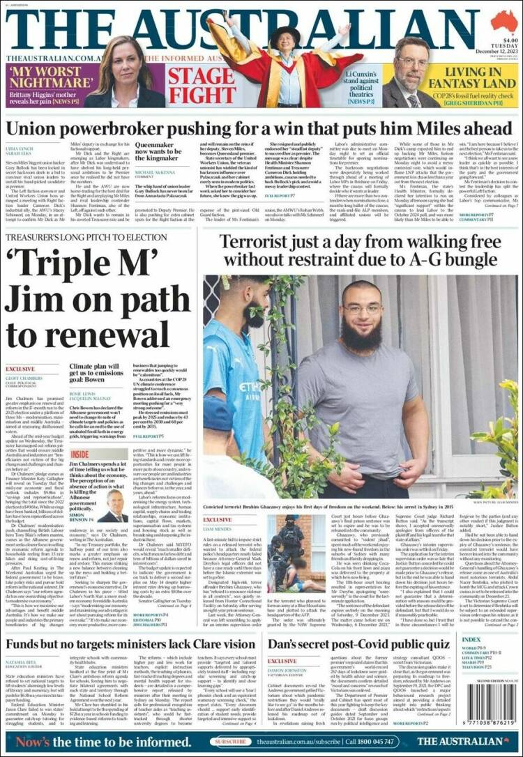 Portada de The Australian (Australia)