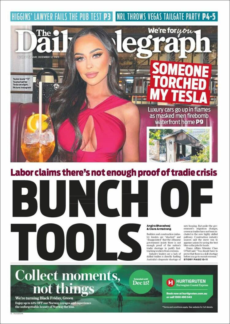 Portada de The Daily Telegraph (Australia)
