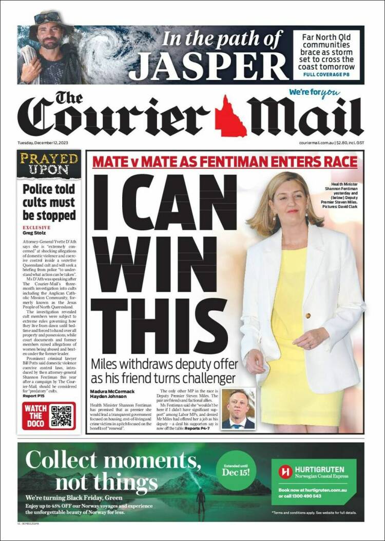 Portada de The Courier-Mail (Australia)