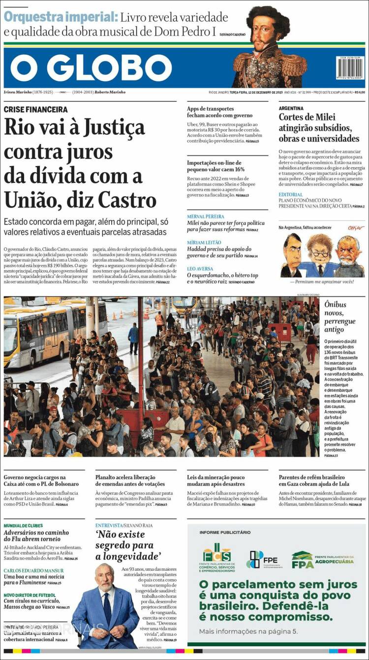 Portada de O Globo (Brasil)