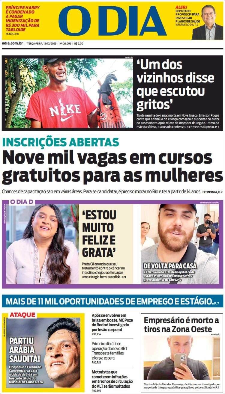 Portada de O Dia (Brasil)