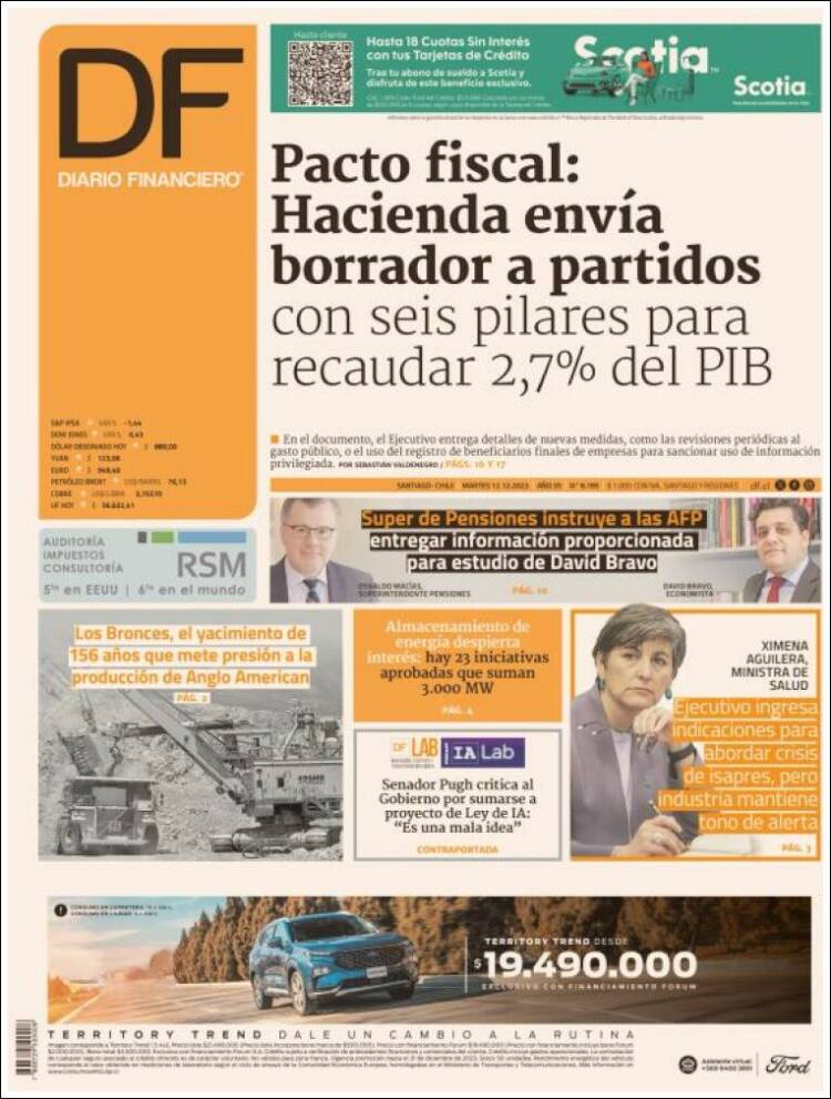 Portada de Diario Financiero (Chile)