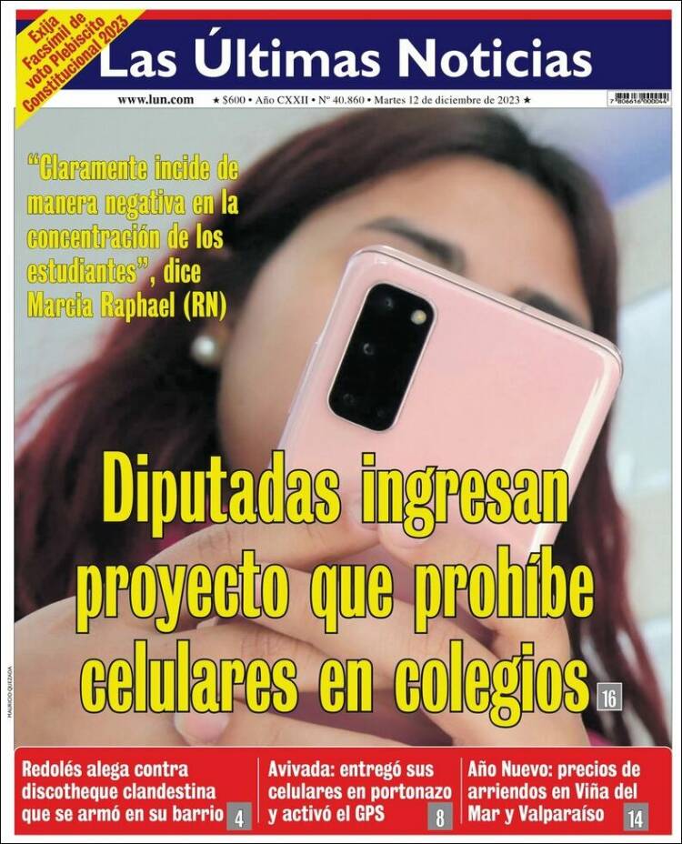 Portada de Las Últimas Noticias (Chile)
