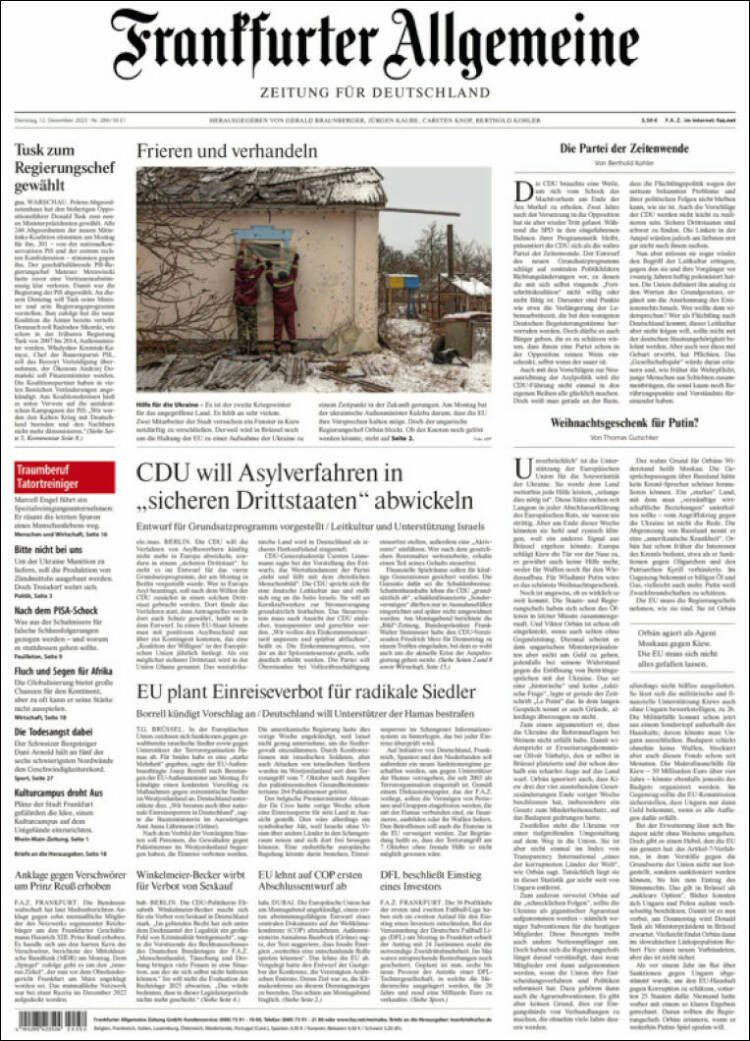 Portada de Frankfurter Allgemeine (Alemania)