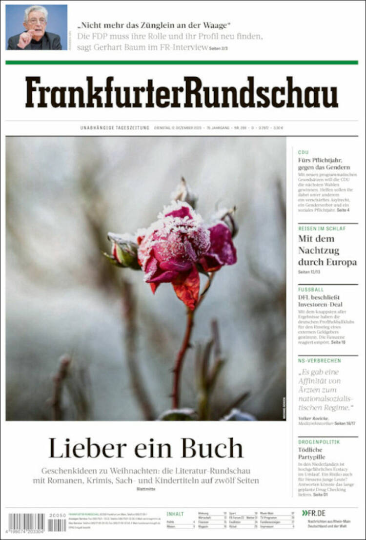 Portada de Frankfurter Rundschau (Alemania)