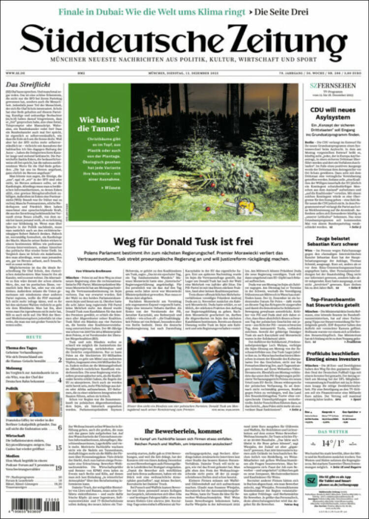 Portada de Sueddeutsche (Alemania)