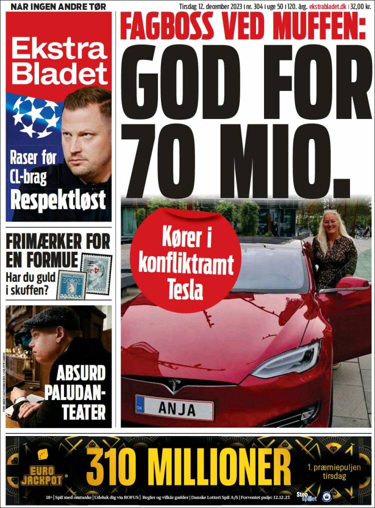 Portada de Ekstra Bladet (Dinamarca)