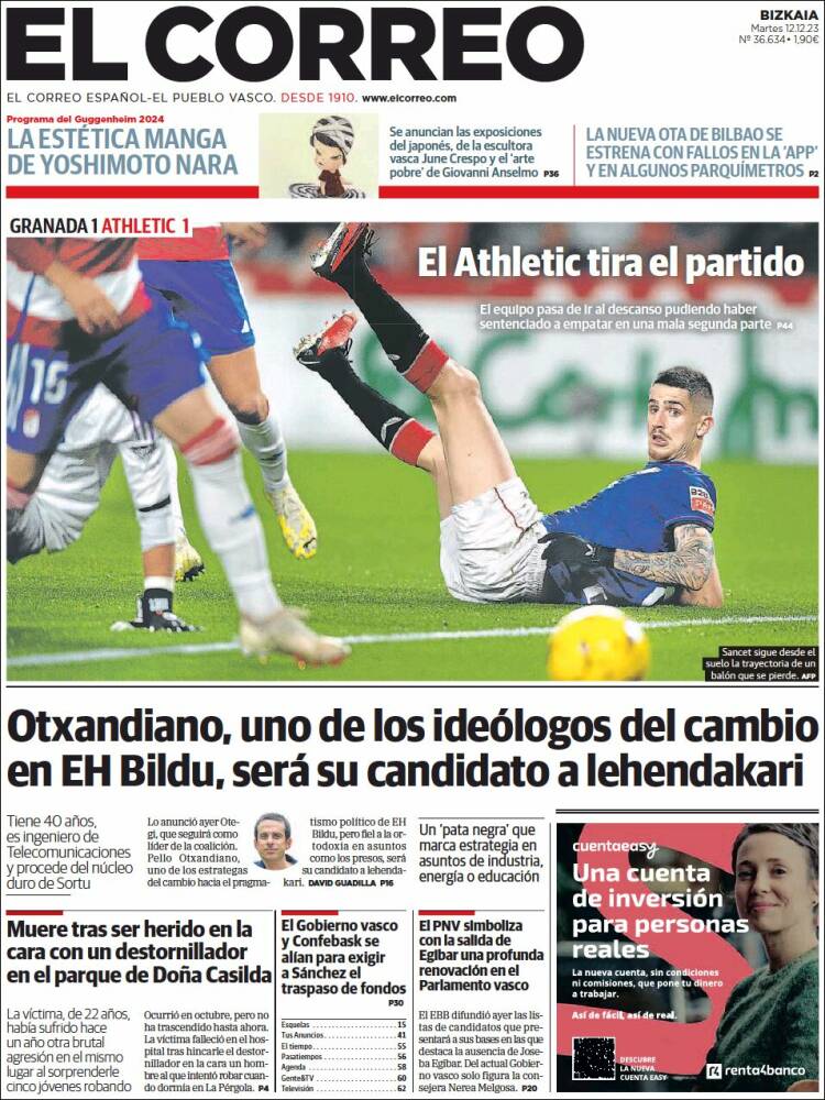 Portada de El Correo (Espa&ntilde;a)