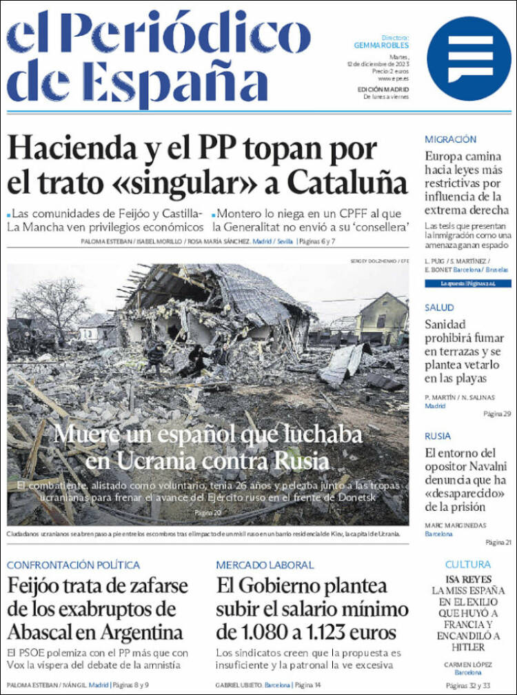 Portada de El Periódico de España (Espa&ntilde;a)