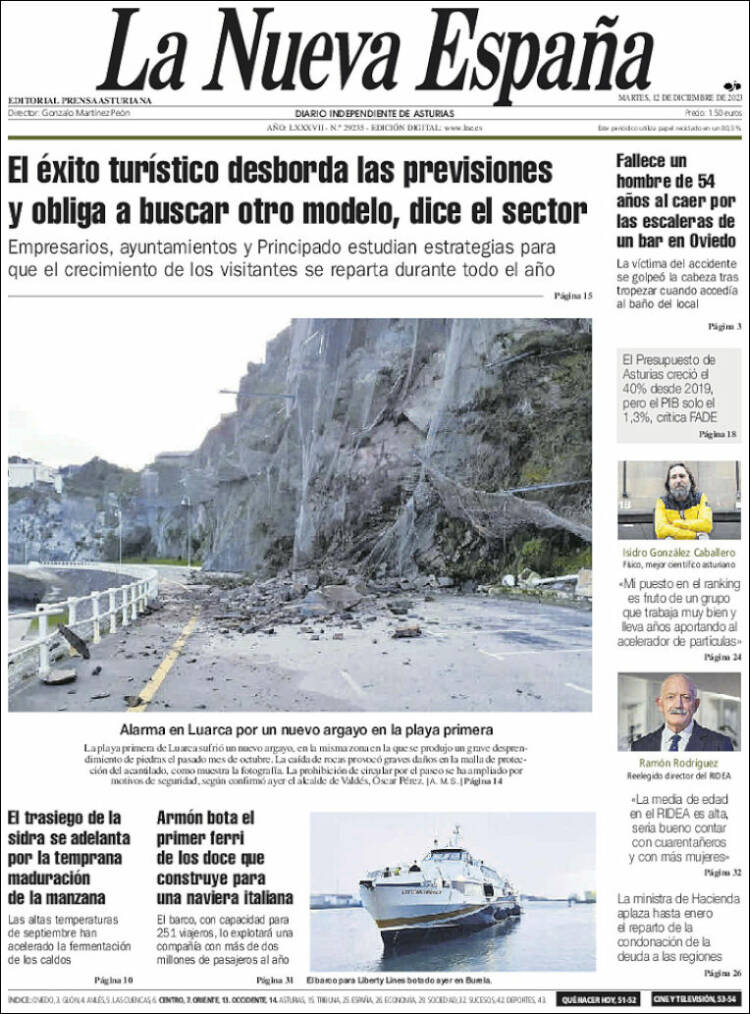 Portada de La Nueva España (Espa&ntilde;a)