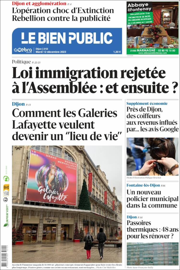 Portada de Le Bien Public (Francia)