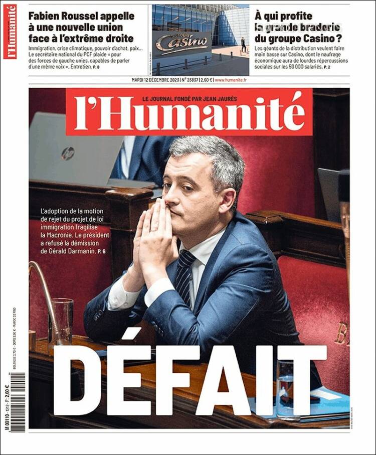 Portada de l'Humanite (Francia)