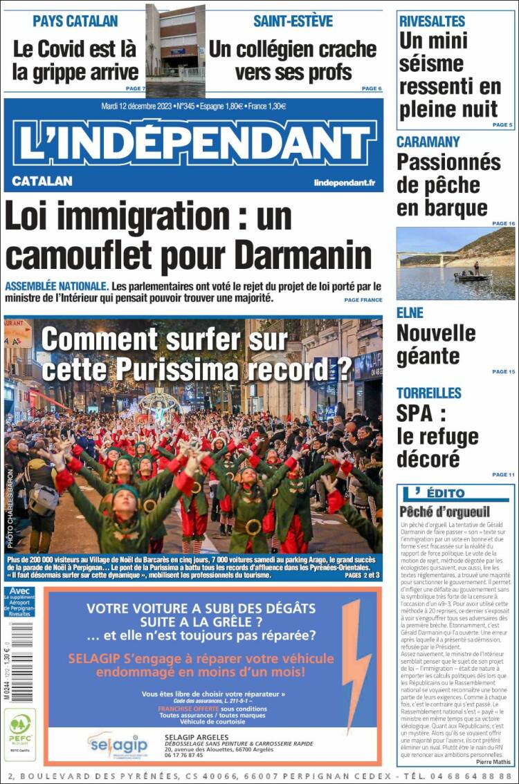 Portada de Le Indépendant (Francia)