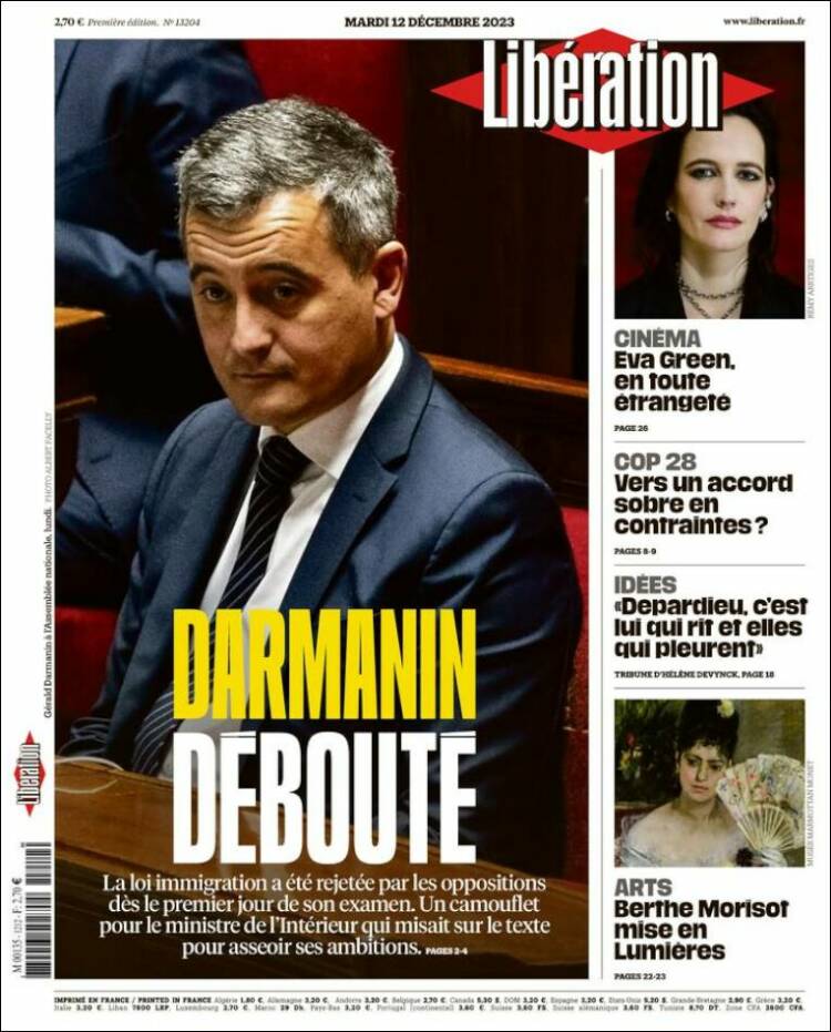 Portada de Libération (Francia)