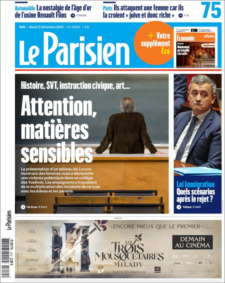 Portada de Le Parisien (Francia)