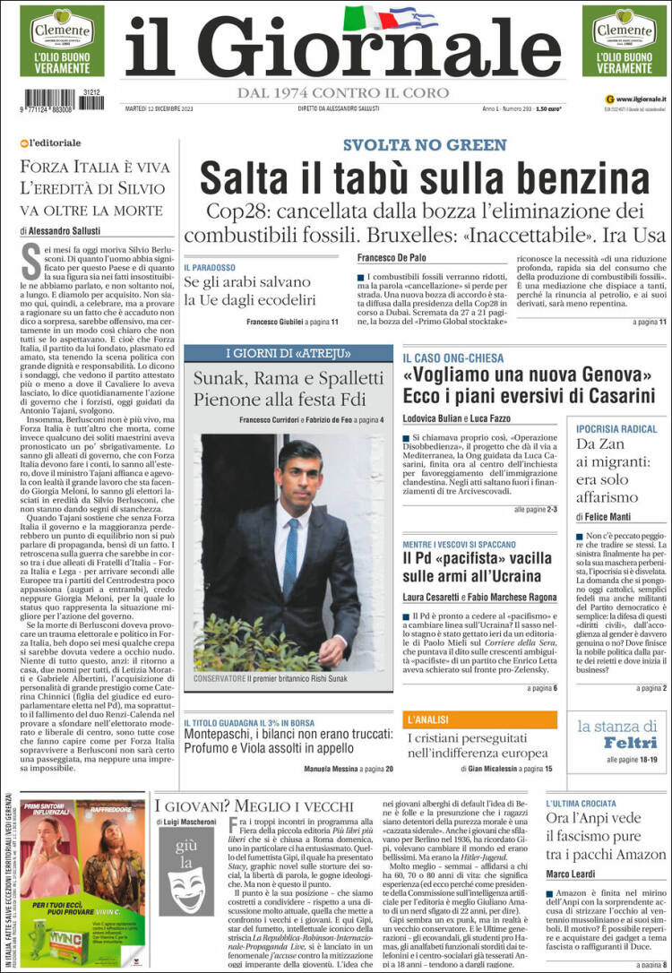 Portada de il Giornale (Italia)