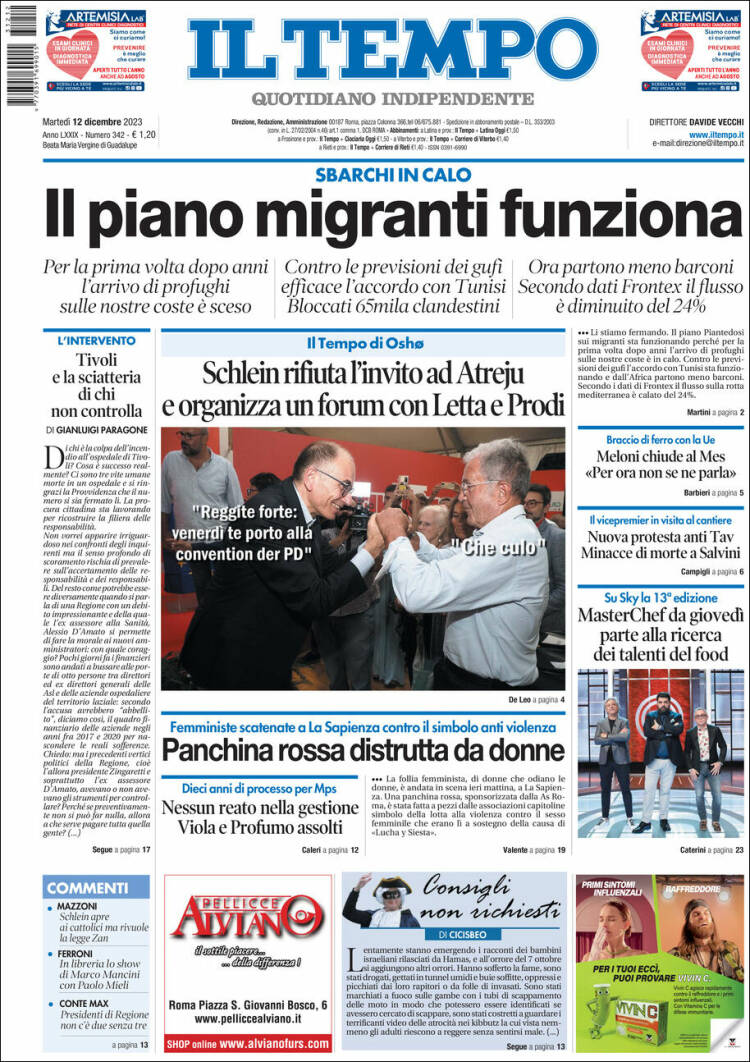 Portada de Il Tempo (Italia)