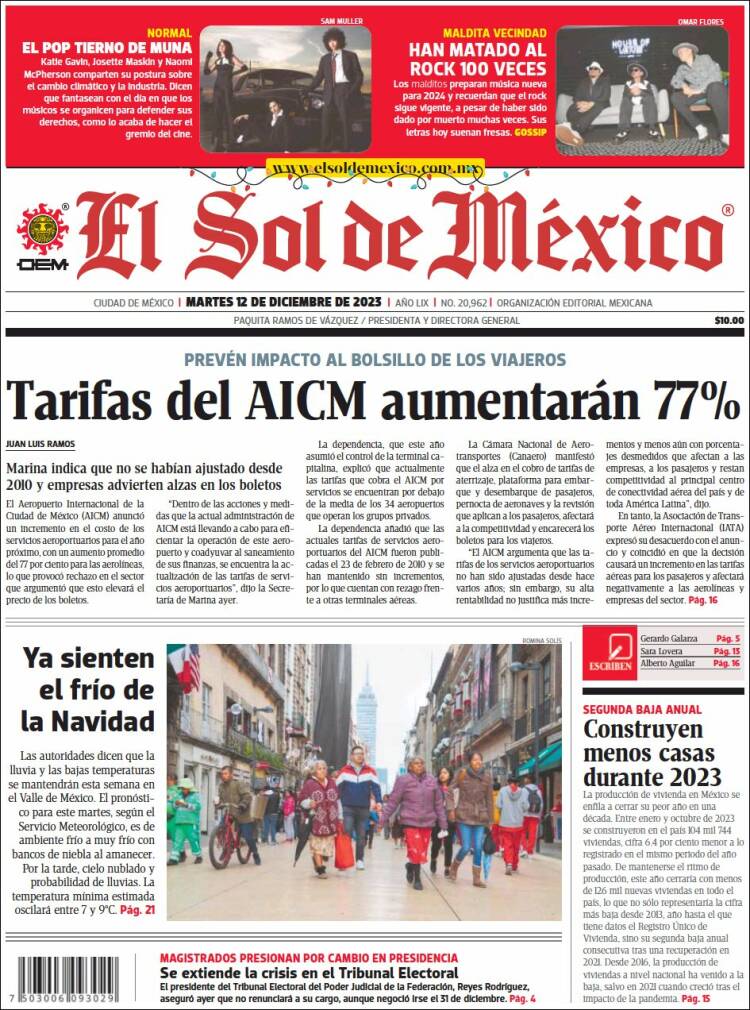 Portada de El Sol de México (M&eacute;xico)
