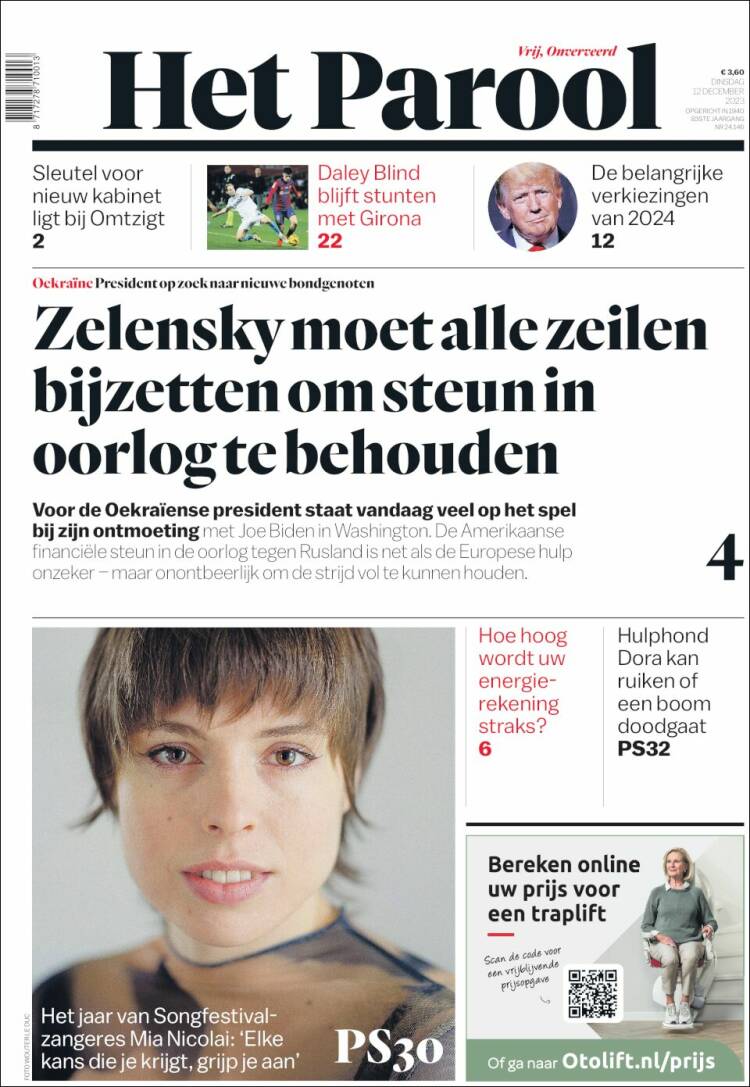 Portada de Het Parool (Pa&iacute;ses Bajos)