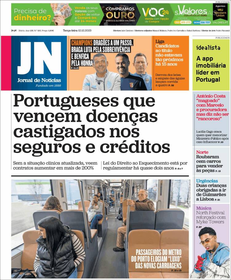 Portada de Jornal de Notícias (Portugal)