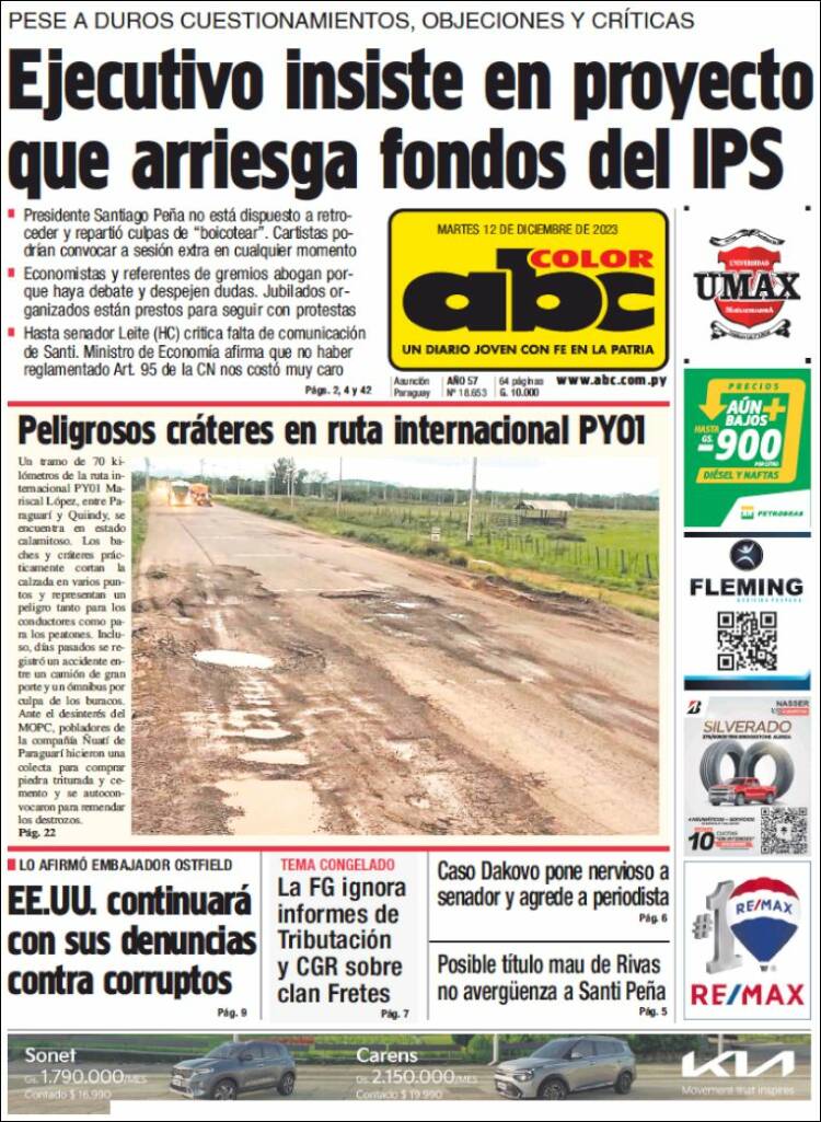 Portada de ABC Color (Paraguay)