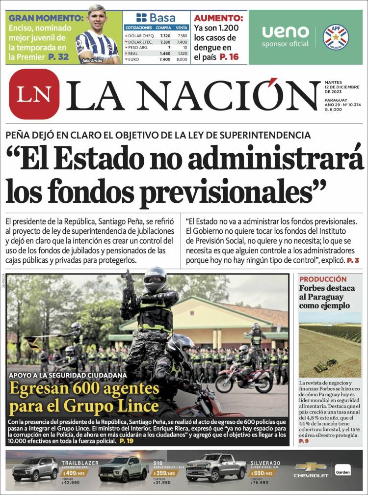 Portada de La Nación (Paraguay)