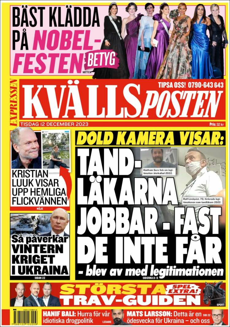 Portada de Kvällsposten (Suecia)