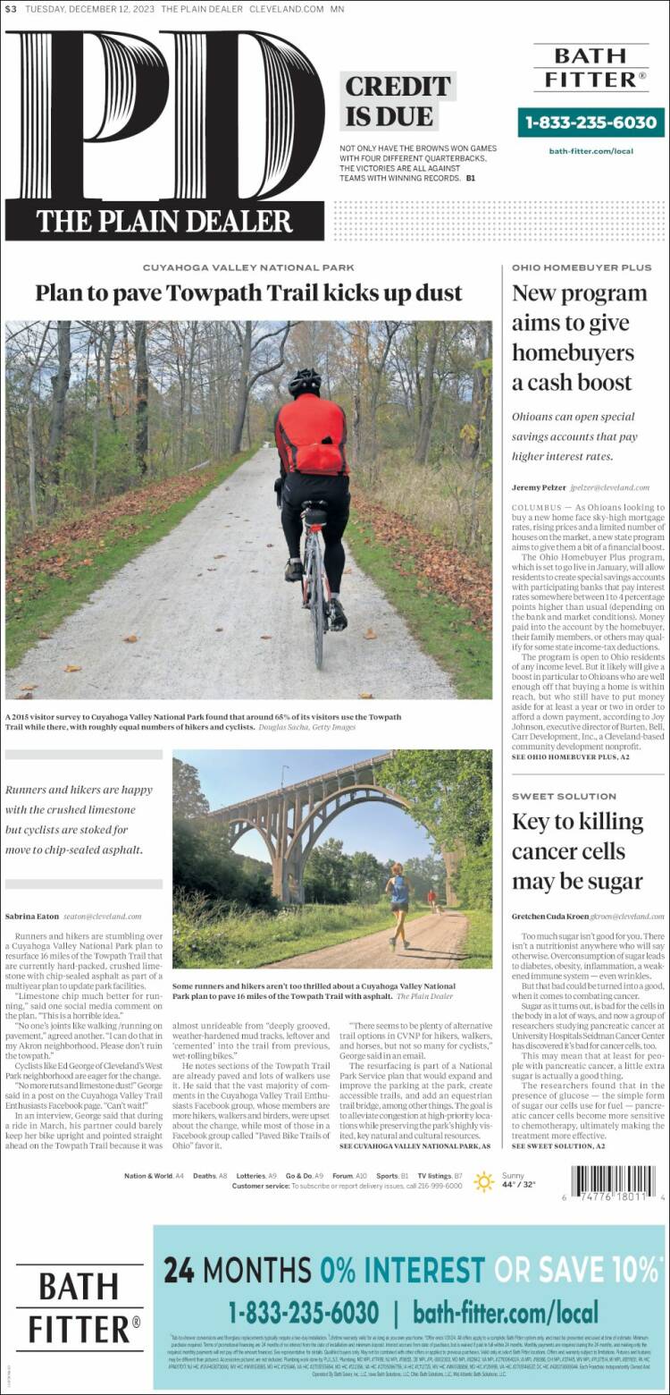 Portada de The Plain Dealer (USA)