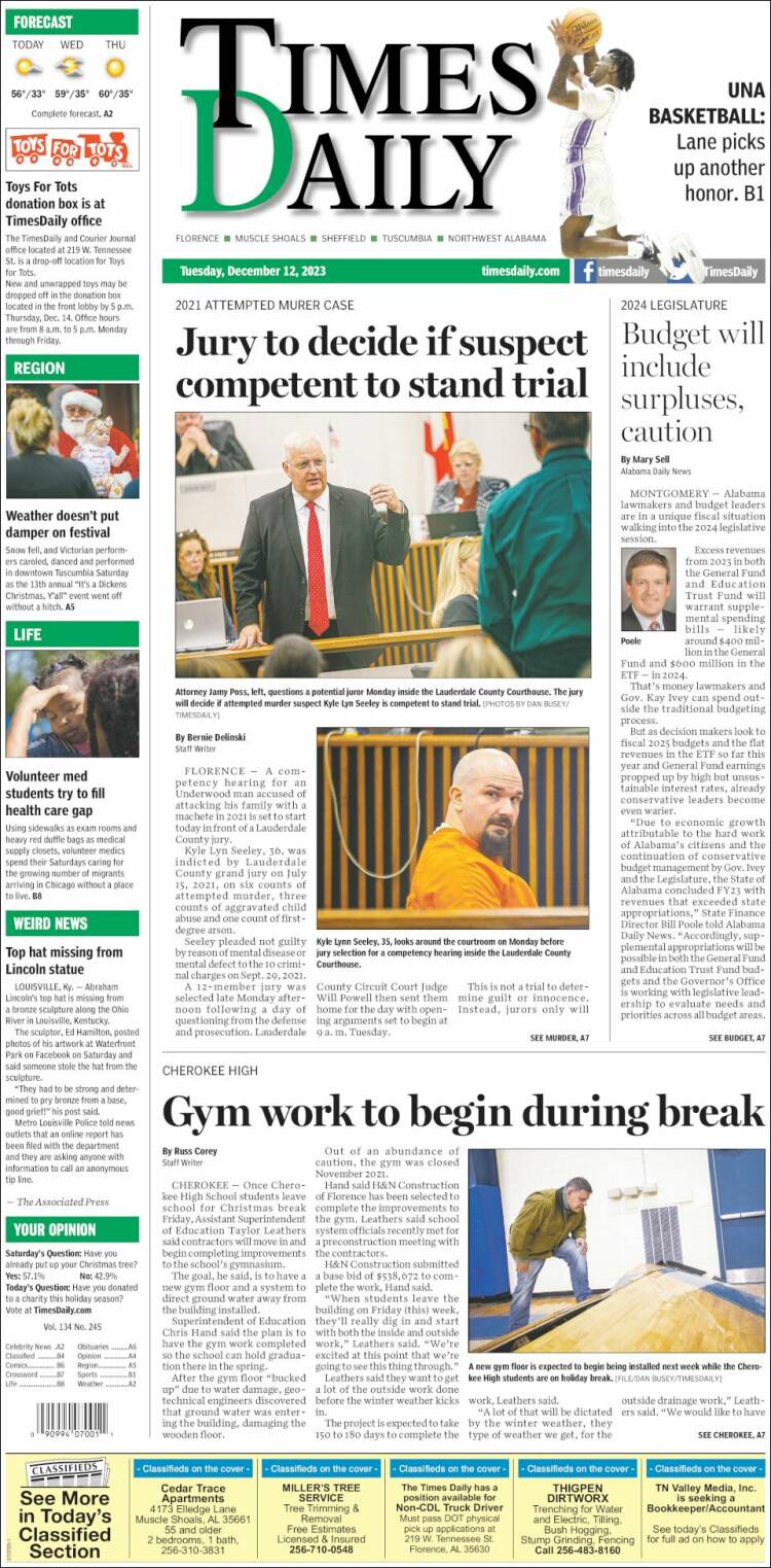 Portada de Times Daily (USA)