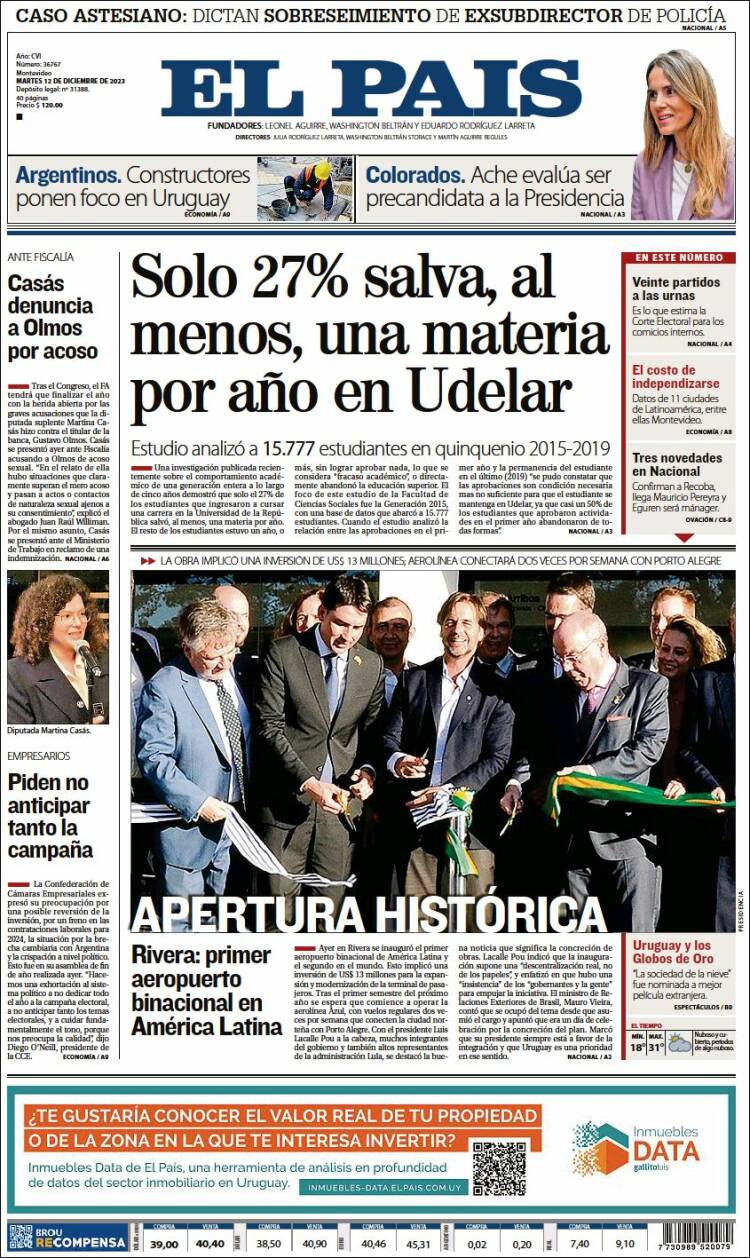 Portada de El País (Uruguay)