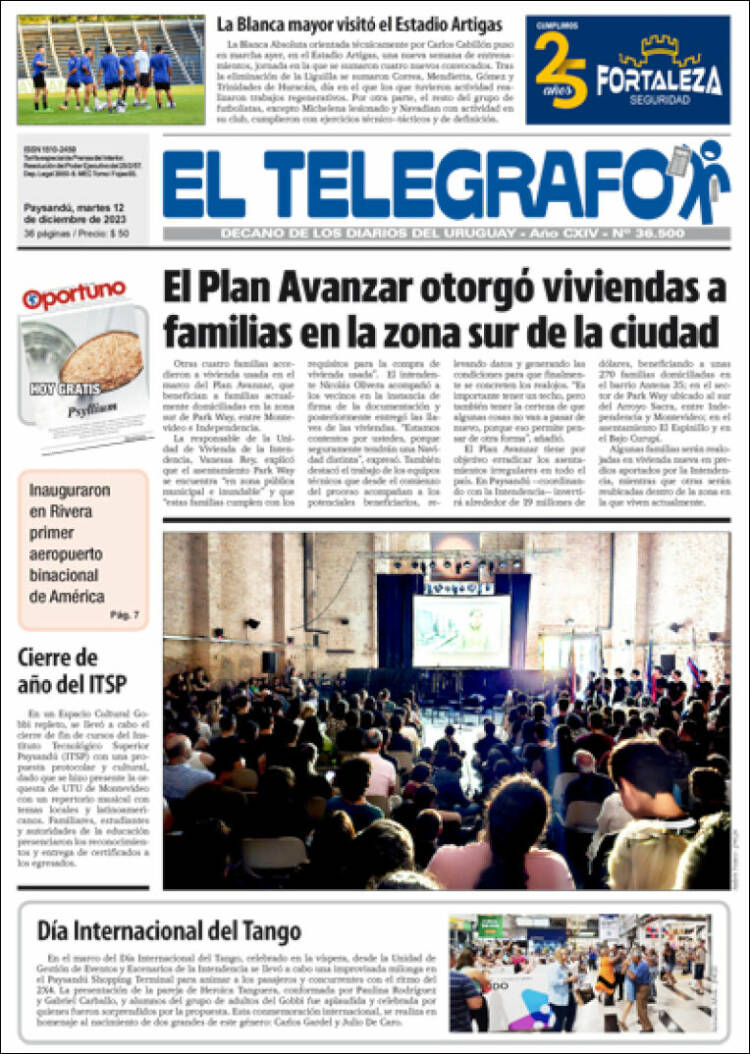 Portada de El Telégrafo (Uruguay)