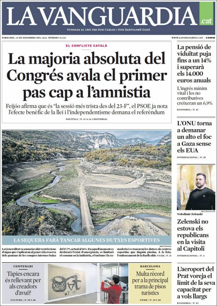 Portada de La Vanguardia (España)