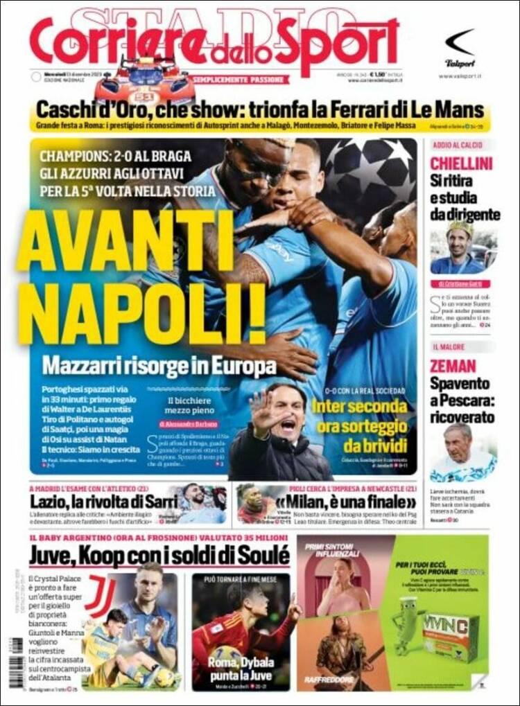 Portada de Corriere dello Sport (Italia)