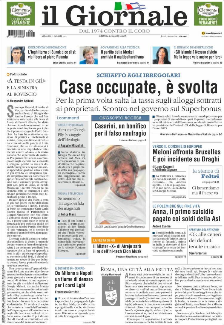 Portada de il Giornale (Italia)