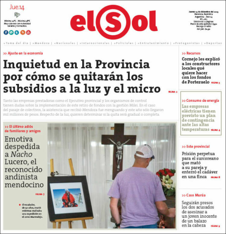 Portada de El Sol Diario (Argentina)