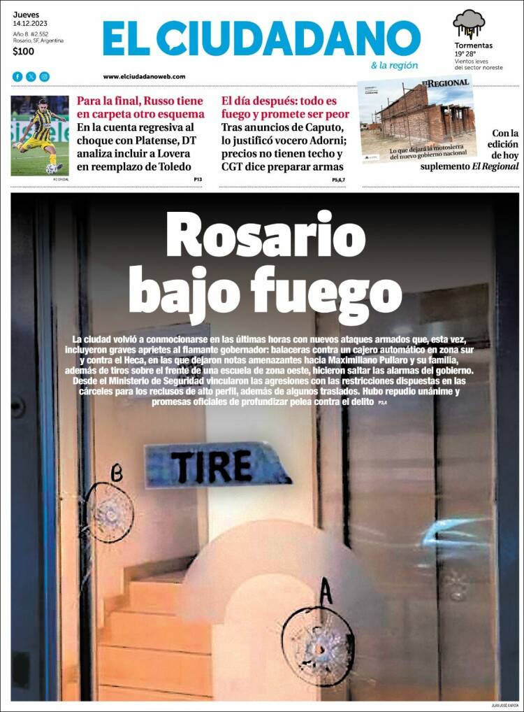 Portada de Diario El Ciudadano (Argentina)