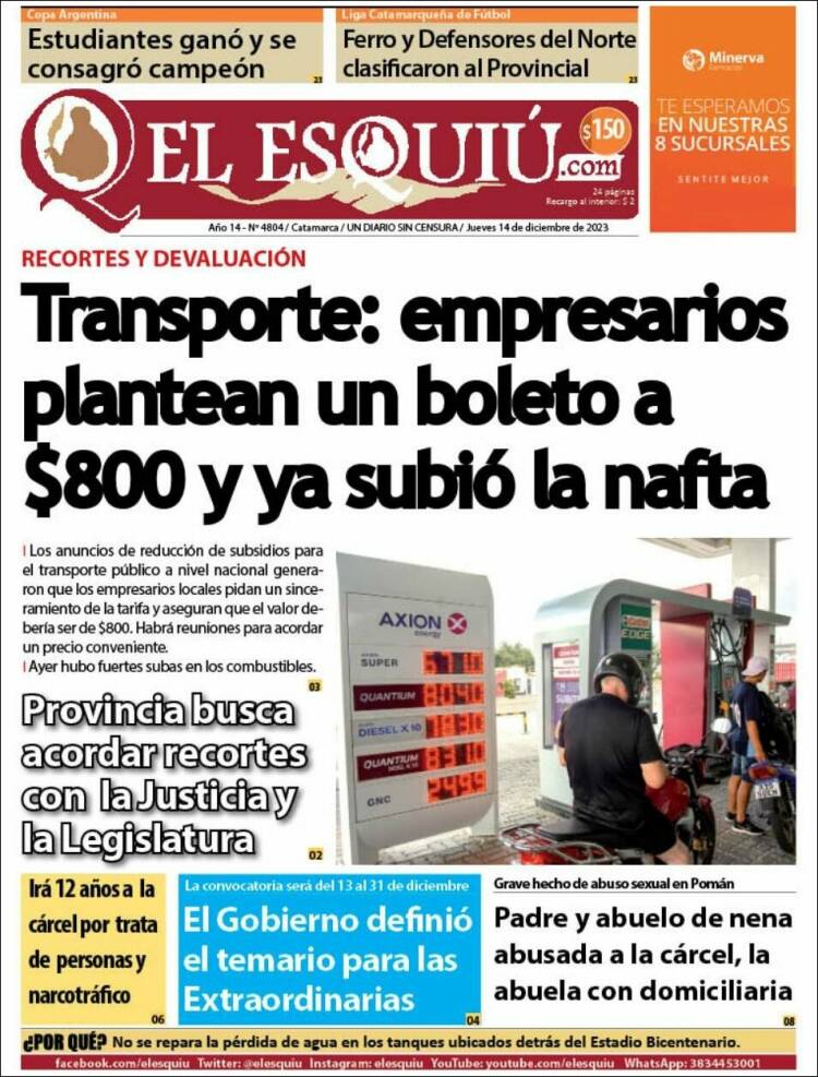 Portada de El Esquiu (Argentina)