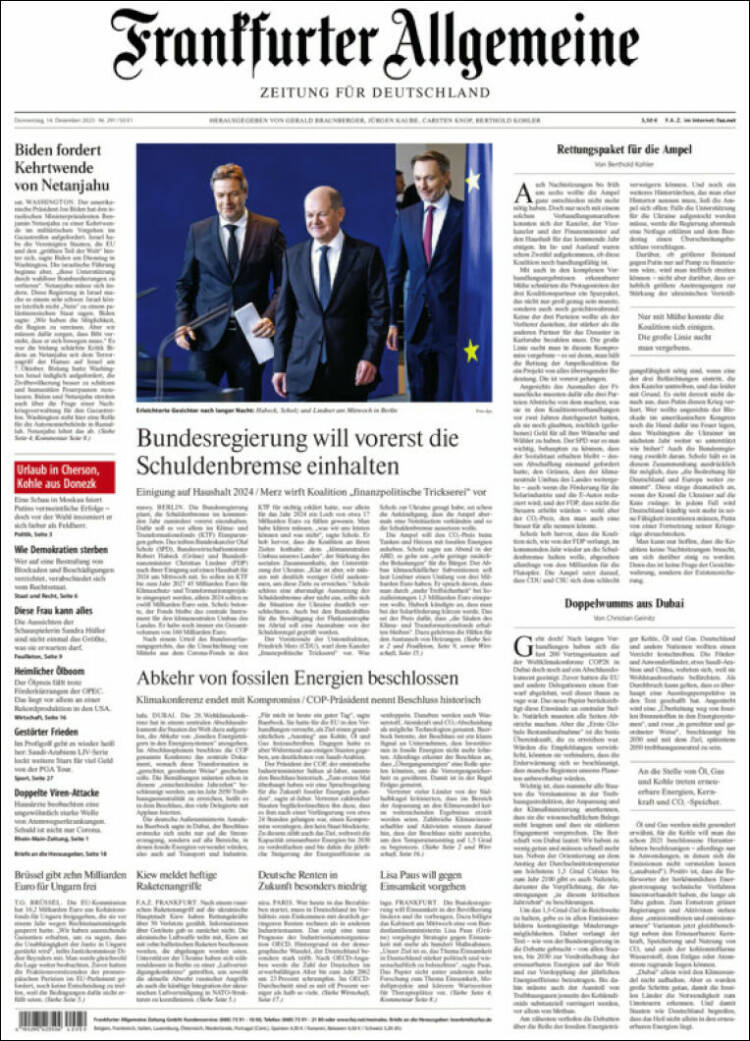 Portada de Frankfurter Allgemeine (Alemania)