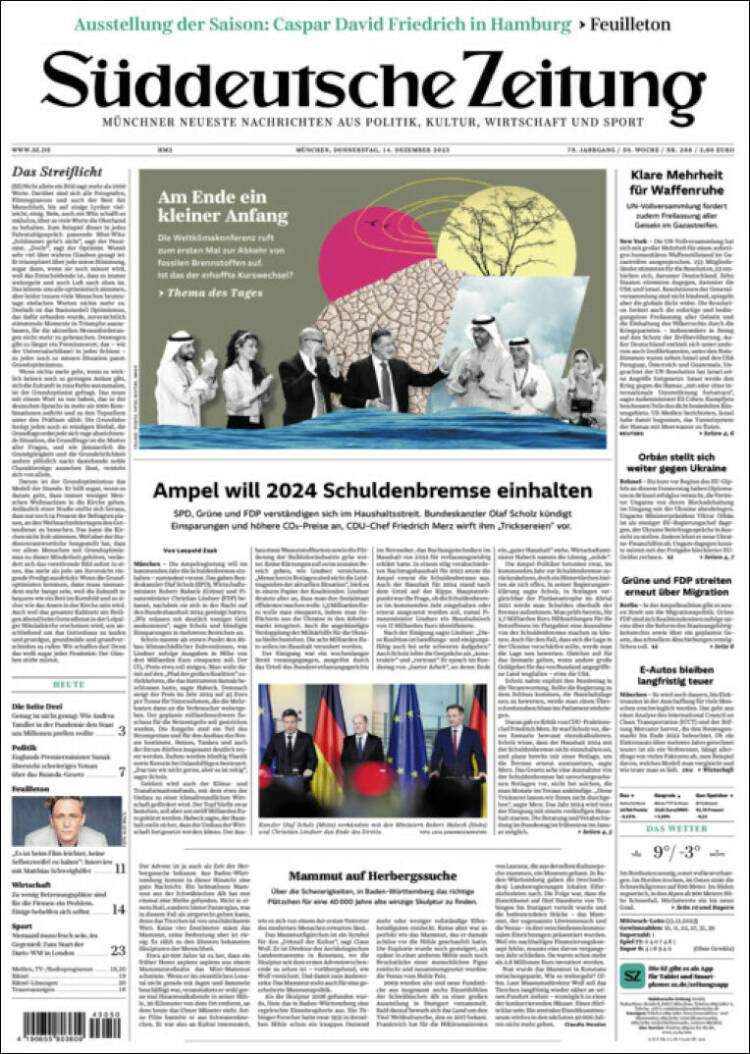 Portada de Sueddeutsche (Alemania)