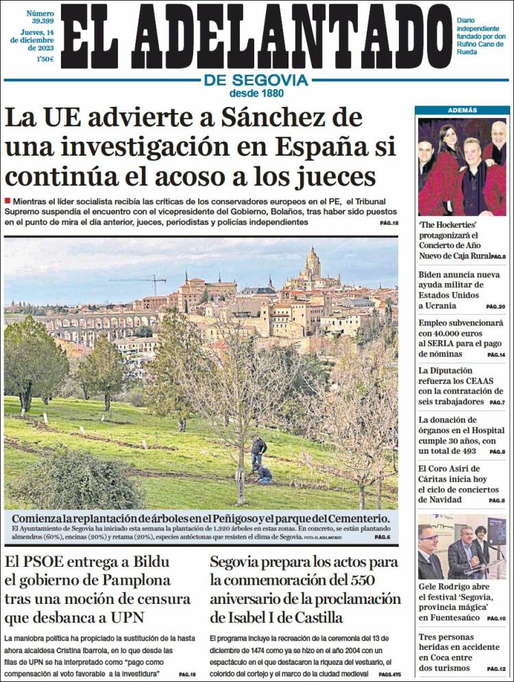 Portada de El Adelantado de Segovia (España)