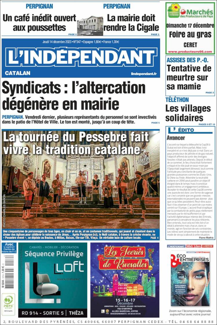 Portada de Le Indépendant (Francia)